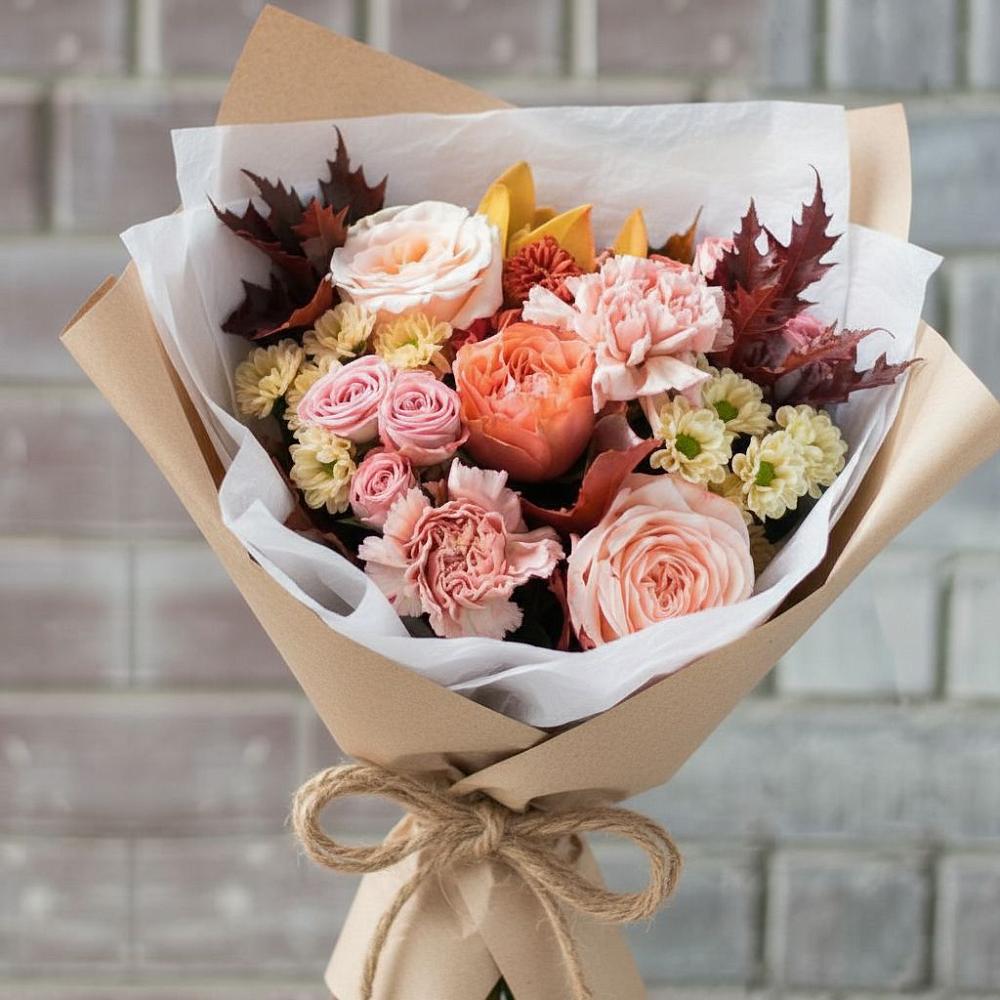 Букет цветов из: Гвоздики, Хризантемы и Розы в Пензе