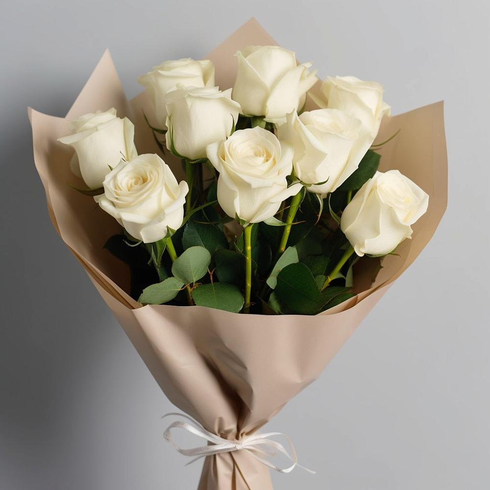 Букет 9 Белых роз Эдлесс Лав в Пензе