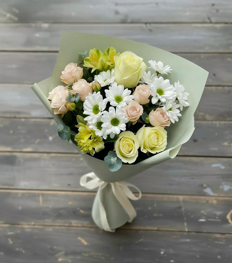 Букет цветов из: Альстромерии, Розы и Хризантемы в Пензе