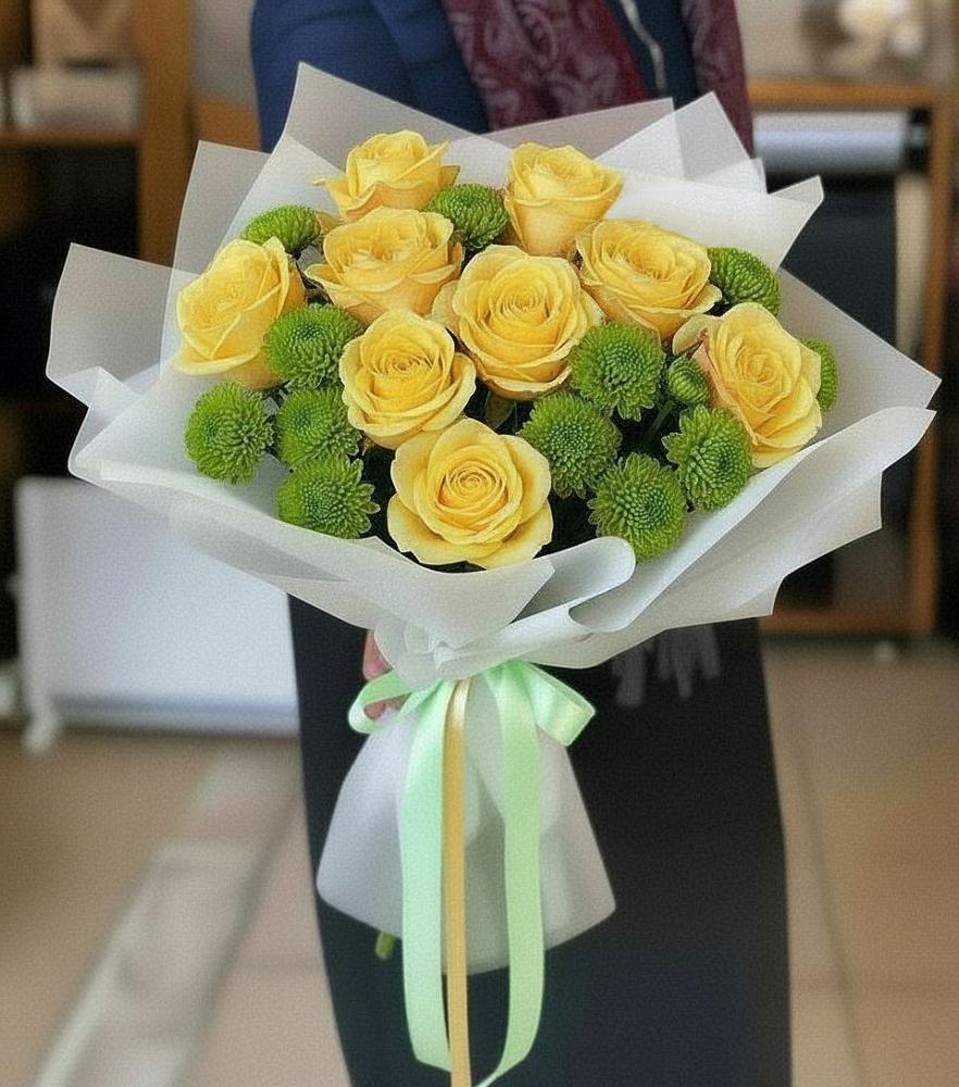 Букет цветов из: Хризантемы и Розы в Пензе