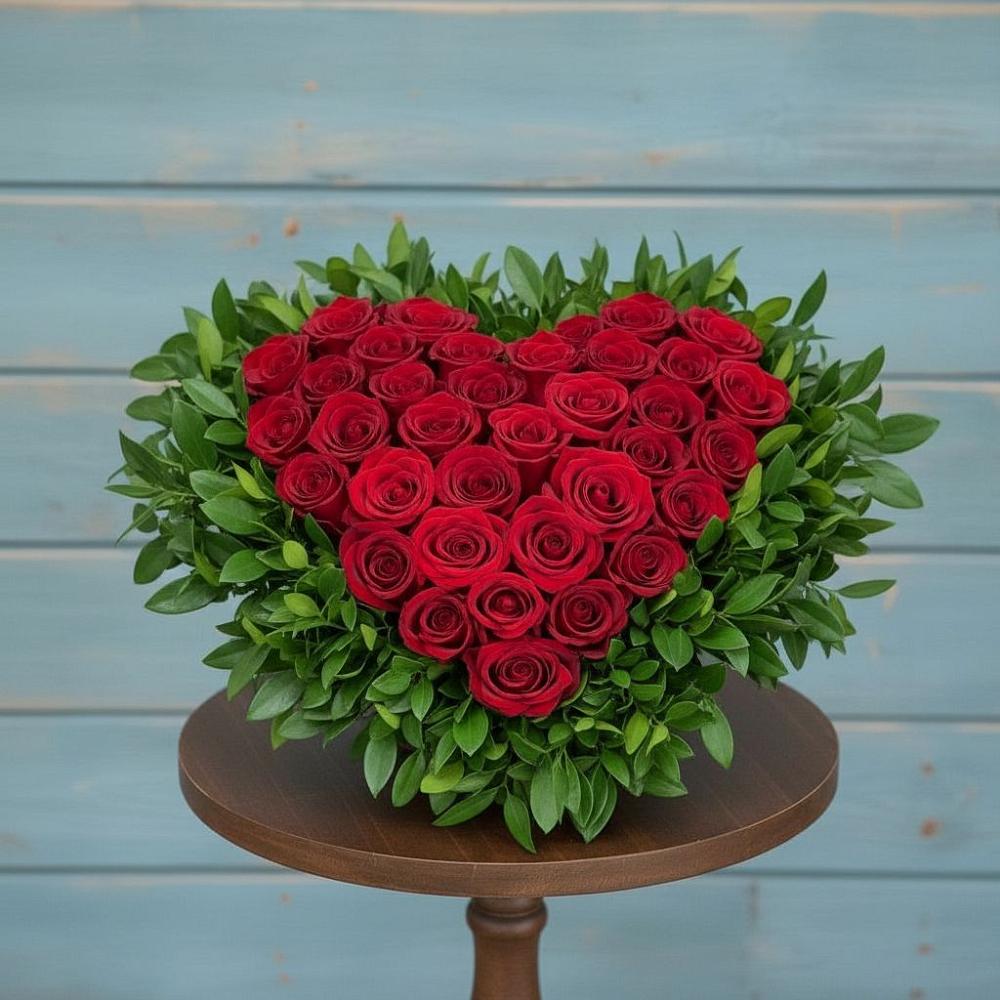 Цветочная композиция из Розы в виде сердца в Пензе