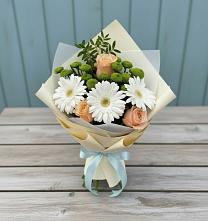 Букет цветов из:  Герберы, Розы и Хризантемы в Пензе