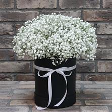 Цветочная композиция из Гипсофила в шляпной коробке в Пензе